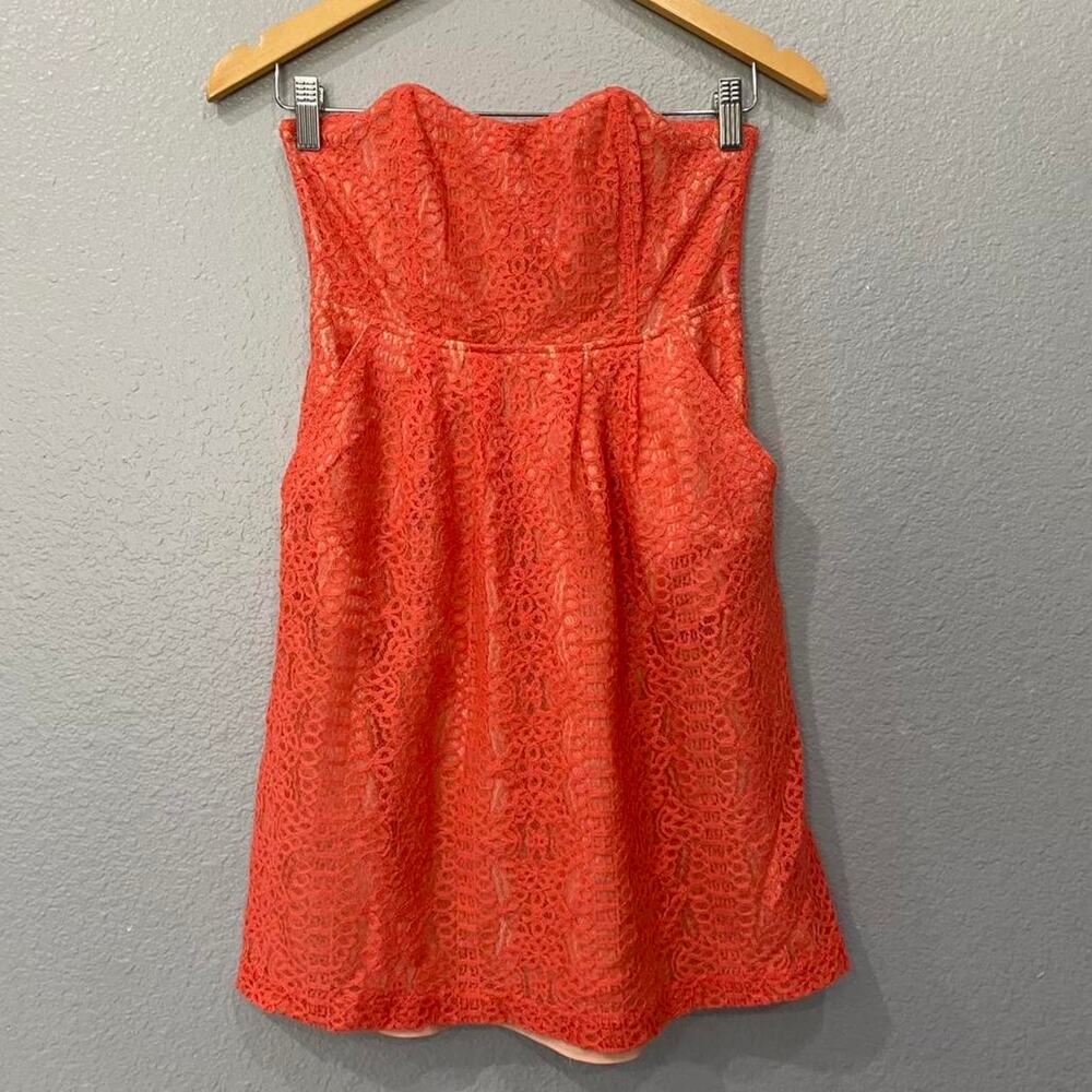 Strapless orange lace dress size